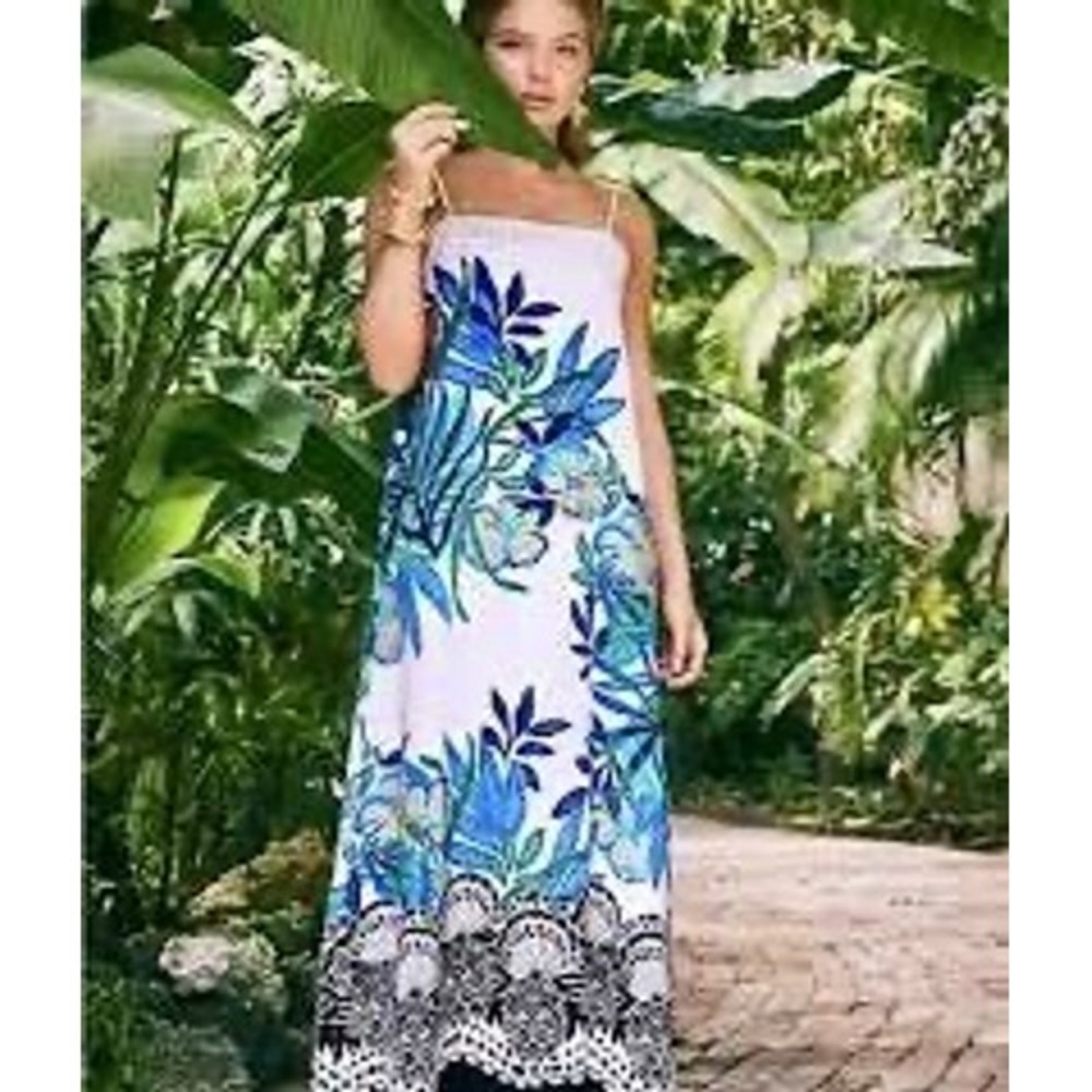 Lilly Pulitzer Rosabella Silk Maxi Slip Dress Golden Hour Glam Floral 4 NEW